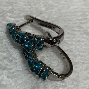 Designer 925 Silver Topaz Trio Earrings and Size 6 Square Ring EUC